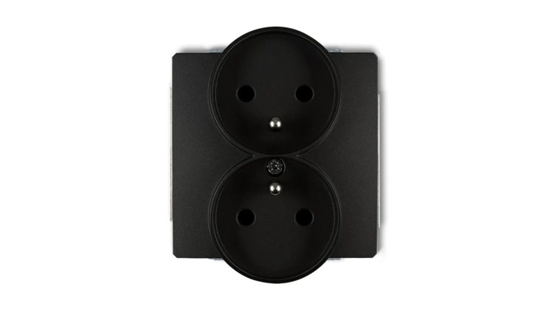 DECO Soft Gniazdo podwójne z/u do ramki czarny mat 12DGPRSO-2zp DECO Soft Gniazdo podwójne z/u do ramki czarny mat 12DGPRSO-2zp