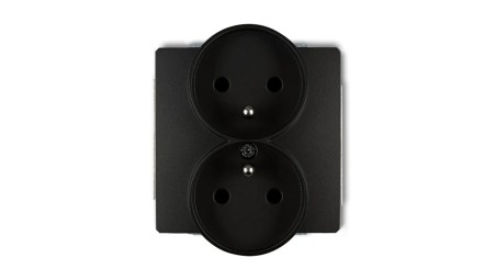 DECO Soft Gniazdo podwójne z/u do ramki czarny mat 12DGPRSO-2zp