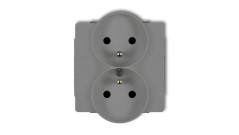 DECO Gniazdo podwójne do ramki z/u szary mat 27DGPR-2zp