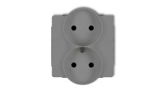 DECO Soft Gniazdo podwójne b/u do ramki szary mat 27DGPRSO-2p