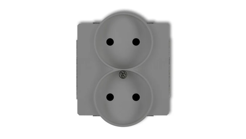 DECO Soft Gniazdo podwójne b/u do ramki szary mat 27DGPRSO-2p