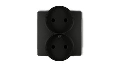 DECO Soft Gniazdo podwójne b/u do ramki czarny mat 12DGPRSO-2p