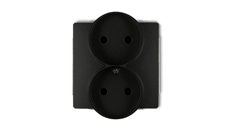 DECO Soft Gniazdo podwójne b/u do ramki czarny mat 12DGPRSO-2p