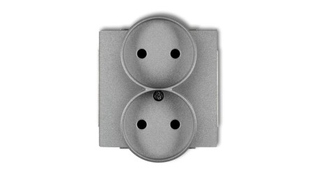 DECO Gniazdo podwójne b/u srebrny metalik 7DGPR-2p