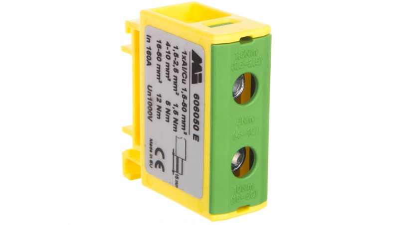Złączka szynowa 1-torowa 1,5-50mm2 żółto-zielona EURO OTL 50 1xAl/Cu 606050E Złączka szynowa 1-torowa 1,5-50mm2 żółto-zielona EURO OTL 50 1xAl/Cu 606050E