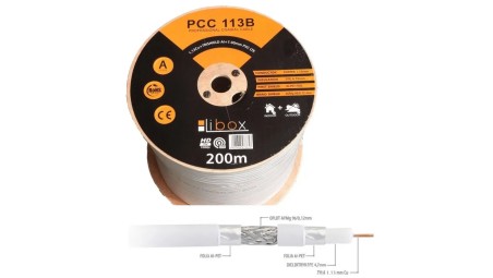 Przewód koncentryczny SAT 1,13/4,7 LIBOX reakcja na ogień Eca PCC113B /200m/