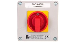 Łącznik krzywkowy 10A rozłącznik 0-1 4P w obudowie OB11 z czołem zamykanym żółto/czerwonym SK10-2.8210\OB11ZC