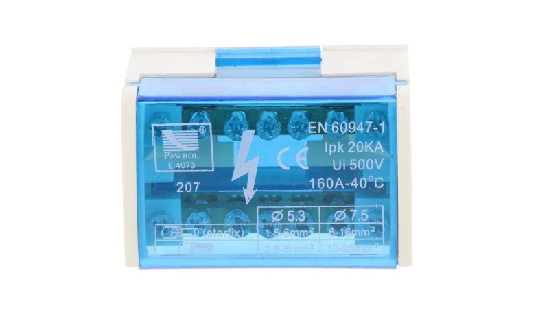 Blok rozdzielczy 100A 500V 2P 7-zaciskowy E.4073 Blok rozdzielczy 100A 500V 2P 7-zaciskowy E.4073