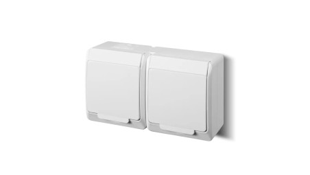 HERMES Gniazdo podwójne z/u 2P+Z SCHUKO IP44 białe 0325-02