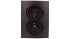 LOGI Gniazdo podwójne kompletne śrubowy Grafit 16A 250V 021261141 25271