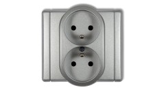 FLEXI Gniazdo podwójne z/u srebrny metalik 7FGP-2zp