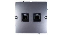 Simon Basic Gniazdo telefoniczne podwójne 2xRJ11 stal inox BMTF2.02/21