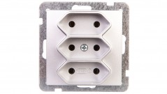 AS Gniazdo potrójne b/u 2,5A EURO srebro GP-3G/m/18