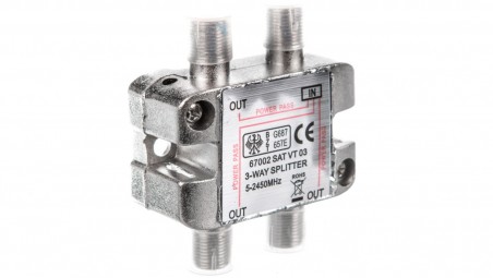 Rozdzielacz sygnału SAT splitter 1x F / 3x F 5-2500MHz 67002