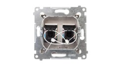 Simon 54 Gniazdo komputerowe podwójne 2xRJ45 kat.6 z przesłoną brąz mat D62.01/46