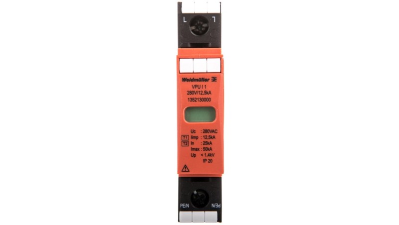 Ogranicznik przepięć B+C Typ 1+2 1P 12,5kA 1,4kV 280V VPU I 1 280V/12,5KA 1352130000 Ogranicznik przepięć B+C Typ 1+2 1P 12,5kA 1,4kV 280V VPU I 1 280V/12,5KA 1352130000