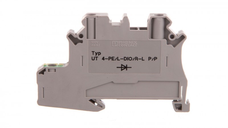 Złączka szynowa elementów kontrolnych 2-przewodowa 4mm2 szara UT 4-PE/L-DIO/R-L P/P 3046235 /50szt./