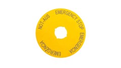 Tabliczka opisowa żółta okrągła EMERGENCY STOP (4 języki) M22-XAK2 216466