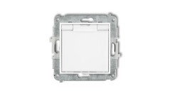 ICON Mechanizm gniazda bryzgoszczelnego z uziemieniem 2P+Z (klapka biała, przesłony torów prądowych) biały IGPB-1zp