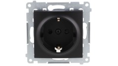 Simon 54 Gniazdo Schuko z przesłonami (moduł) 16A 250V szybkozłącza, czarny mat DGSz1CZ.01/49