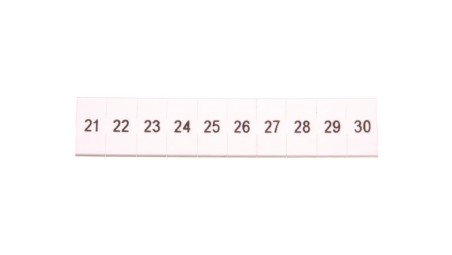 Oznacznik do złącz szynowych, opisówka ZB 5 numerowana od 21-30 kolor biały /10szt./