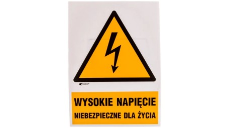 Samoprzylepna tabliczka ostrzegawcza /WYSOKIE NAPIĘCIE NIEBEZPIECZNE DLA ŻYCIA148X210/ 3EOA/Q4/F