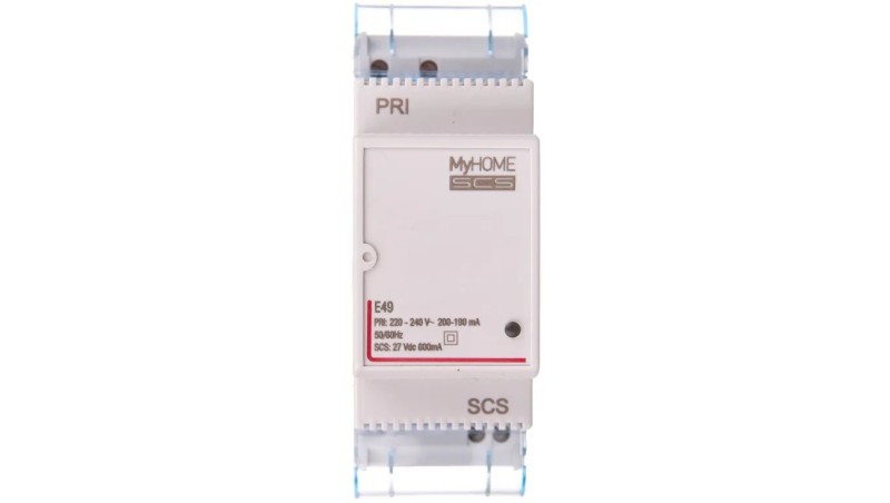 MyHome Zasilacz kompaktowy 230V AC/ 27V DC 0,6A, montaż na szynie TH35 E49