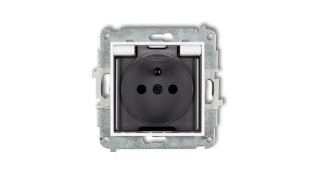 MINI Mechanizm gniazda bryzgoszczelnego z uziemieniem 2P+Z (klapka dymna, przesłony torów prądowych) biały mat 25MGPB-1zdp