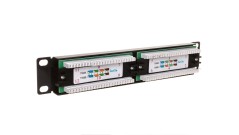 Patch panel 10 cali 12Port cat 5e wyposażony czarny 10-0004