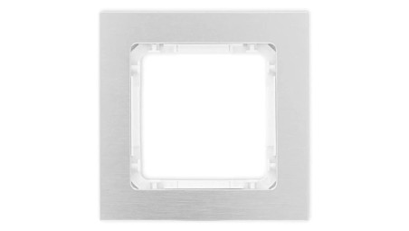 DECO Ramka uniwersalna pojedyncza - aluminium szczotkowane (ramka: srebrna spód: biały) 7-0-DRA-1