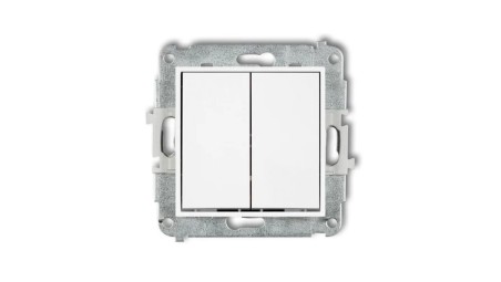 ICON Mechanizm łącznika zwiernego, świecznikowego (dwa klawisze bez piktogramów, wspólne zasilanie) biały IWP-44.1