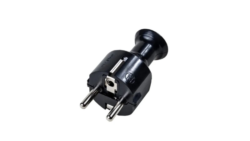Wtyczka prosta 16A z/u Uni-Schuko 250V czarna WT-40 Wtyczka prosta 16A z/u Uni-Schuko 250V czarna WT-40