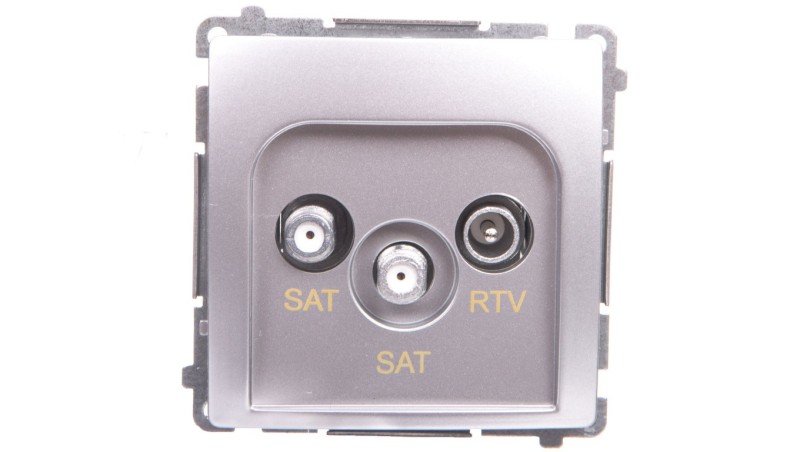 Simon Basic Gniazdo antenowe podwójne końcowe SAT-SAT-RTV srebrny mat BMZAR+SAT3.1-P2.01/43 Simon Basic Gniazdo antenowe podwójne końcowe SAT-SAT-RTV srebrny mat BMZAR+SAT3.1-P2.01/43