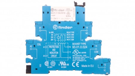 Przekaźnikowy moduł sprzęgający 6,2mm, 1P 6A 24V AC/DC 38.51.0.024.0060