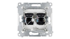 Simon 54 Gniazdo komputerowe podwójne 2xRJ45 kat.6 z przesłoną białe D62.01/11