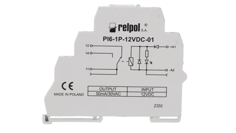 Przekaźnik interfejsowy 1P 6A 12V DC PI6-1P-12VDC-01 854596