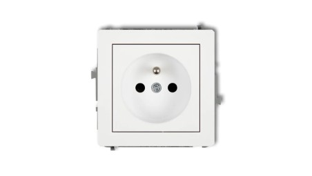 DECO Mechanizm gniazda pojedynczego z uziemieniem 2P+Z (przesłony torów prądowych), biały mat 25DGP-1zp