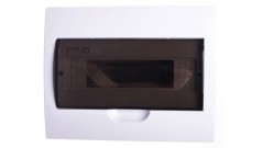 Rozdzielnica modułowa tworzywo 1x12 podtynkowa IP40 IK06 N+PE II klasa drzwi transparentne szare DB112F 1X12P/FMD biały 3843