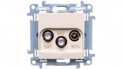 Simon 10 Gniazdo antenowe podwójne SAT-SAT-RTV kremowy CASK2.01/41