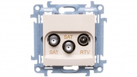 Simon 10 Gniazdo antenowe podwójne SAT-SAT-RTV kremowy CASK2.01/41