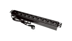 Listwa zasilająca rack 19 cali PDU gniazdo 9 x CEE 7/5 wtyk CEE 7/7 z diodą LED PZ09