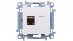 Simon 10 Gniazdo komputerowe pojedyncze RJ45 kat.6 ekranowane biały C61E.01/11