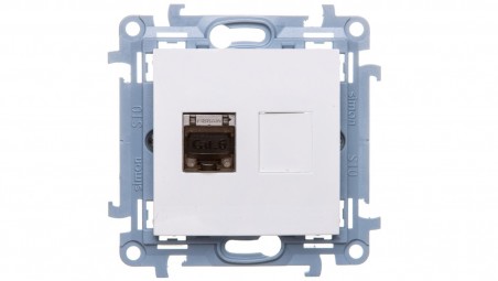 Simon 10 Gniazdo komputerowe pojedyncze RJ45 kat.6 ekranowane biały C61E.01/11
