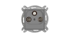 ICON Mechanizm gniazda abonenckiego RTV-SAT końcowego (2 wejścia antenowe) szary mat 27IGST