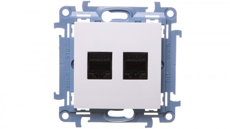 Simon 10 Gniazdo komputerowe podwójne 2xRJ45 kat.5e białe C52.01/11 Simon 10 Gniazdo komputerowe podwójne 2xRJ45 kat.5e białe C52.01/11
