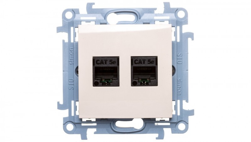 Simon 10 Gniazdo komputerowe podwójne 2xRJ45 kat.5e kremowe C52.01/41 Simon 10 Gniazdo komputerowe podwójne 2xRJ45 kat.5e kremowe C52.01/41