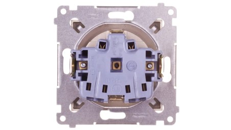 Simon 54 Gniazdo pojedyncze SCHUKO z/u 16A IP20 z przesłoną torów złoty mat DGSz1Z.01/44