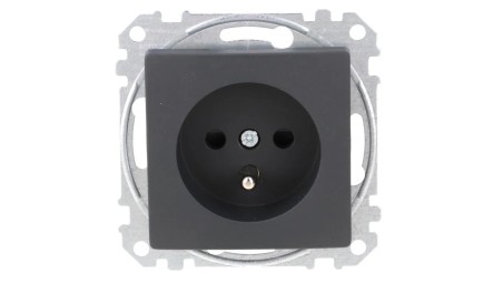 Gniazdo zasilające 2P+PE z przesł torów pr zaciski bezg, czarny antracyt, Sedna Design i Elements SDD114012