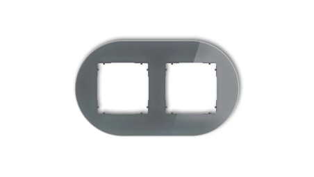 ICON Ramka uniwersalna podwójna okrągła - efekt szkła (ramka: grafitowa spód: grafitowy mat) 28-28-IRSO-2