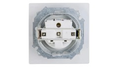 Simon 15 Gniazdo bryzgoszczelne z/u IP44 z klapką pełną białe 1591940-030